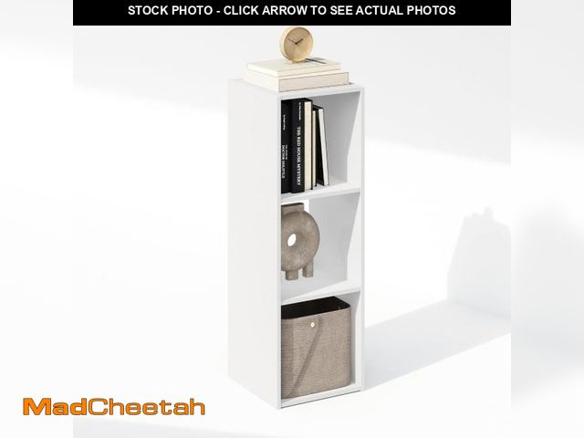 Lot 74-12366001 - Furinno Pelli Cubic Storage Cabinet, Bookcase, Bookshelf, 3-Cube, White - UNUSED