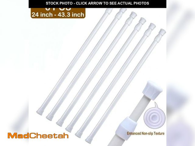 Lot 74-12514382 - 6 Pcs Tension Rods for Windows ,SONQUEEN Tension Curtain Rods No Drilling 24 to 43.4 inch,Spring Whi...
