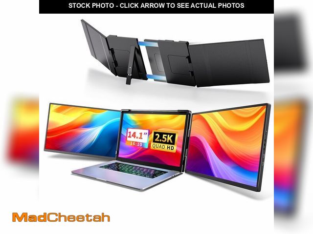 Lot 74-12500616 - Fzaqwen Triple Screen Laptop Monitor Extender - 2.5K QHD IPS Triple Portable Monitor for Laptop 13.3...