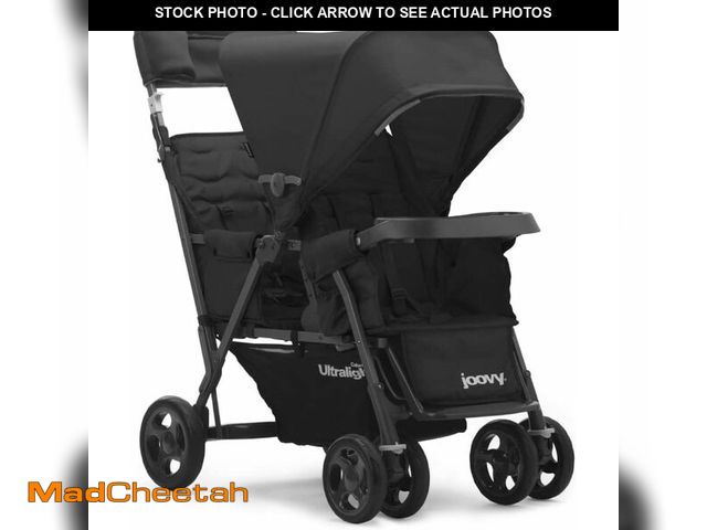 Lot 74-12664415 - Joovy Caboose Too Ultralight Graphite Stand-On Double Stroller with Universal Car Seat Adapter, 3-Wa...