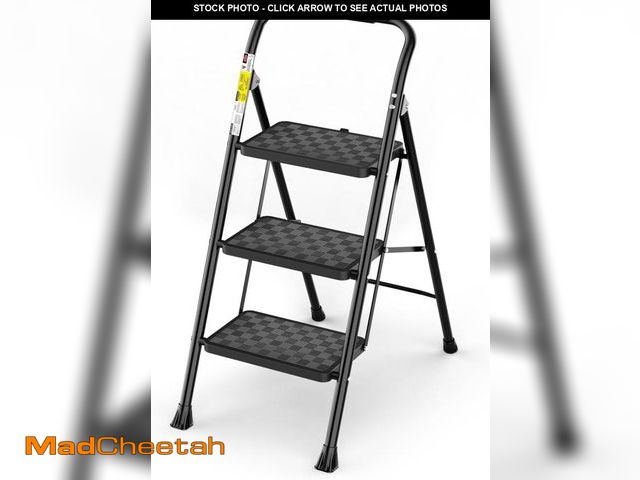 Lot 74-12399092 - HBTower 3 Step Ladder, 3 Step Stool for Adults, 3 Step Ladder Folding Step Stool with Cushioned Hand...