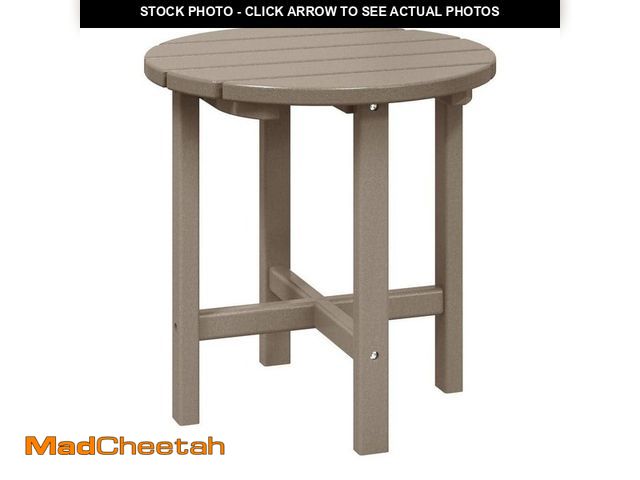 Lot 74-14376101 - WESTIN OUTDOOR Mason 18 in. Weathered Wood Poly Plastic Fade Resistant Outdoor Patio Round Adirondac...