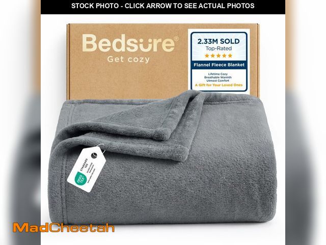 Lot 74-14331640 - Bedsure GentleSoft Fleece Blanket Twin Size Grey - 300GSM Lightweight Plush Fuzzy Cozy Soft Warm Bla...