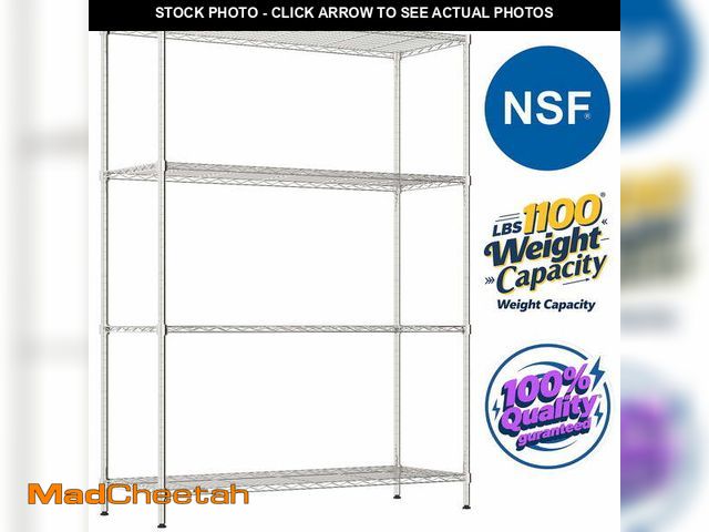 Lot 74-13055343 - Ktaxon 4-Tier Metal Shelving Unit, Adjustable Shelf Organizer for Garage Kitchen, Storage Rack Capac...