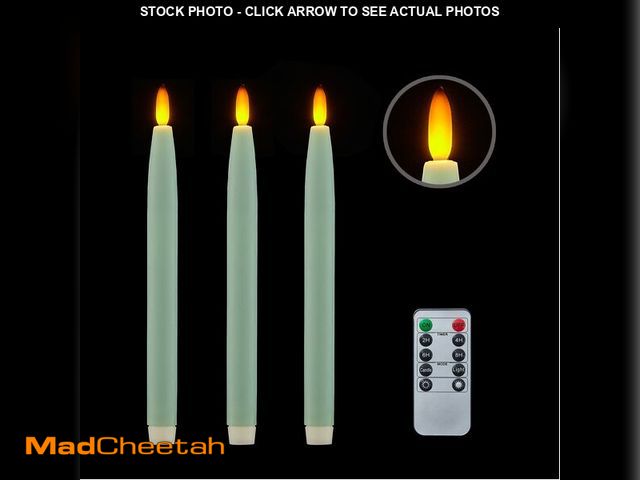 Lot 74-13715873 - HVTDECOR Flameless Taper Candles Battery Operated with Timer and Remote, LED Real Wax Tapered Dinner...