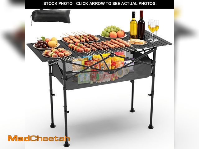 Lot 74-14353432 - Yacona Folding Camping Table, Portable Foldable Table with Mesh Layer, for Picnic, Beach, Camp, Back...