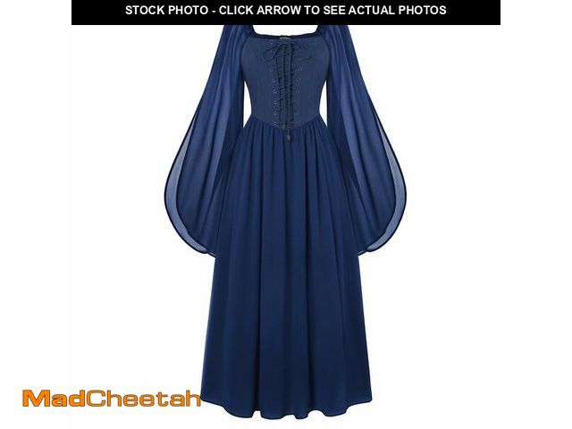 Lot 74-14052563 - Scarlet Darkness Renaissance Costume Women Pirate Dresses Bell Sleeve Medieval Ren Faire Dress with ...