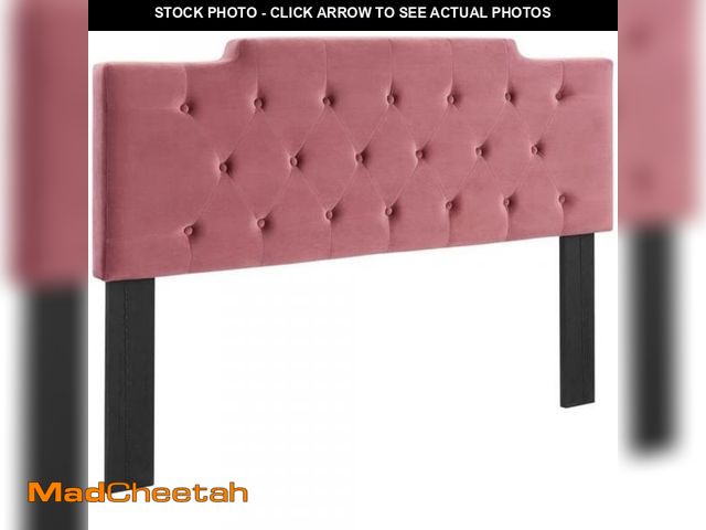 Lot 74-12174439 - Pemberly Row Tufted King/California King Velvet Headboard in Dusty Rose - USED