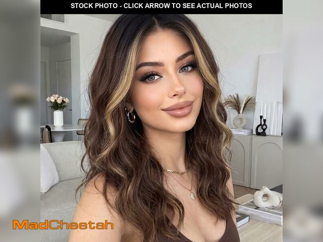 Lot 74-14295193 - Blonde Highlight Chocolate Brown WWig for Women Glueless Middle Part Curly Wavy Synthetic Hair Wigs,...