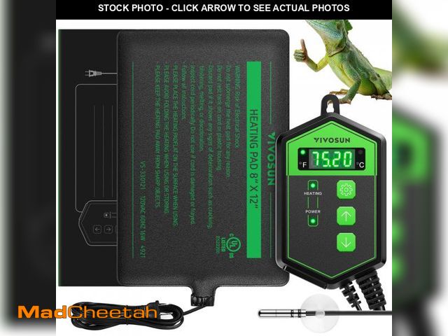 Lot 74-12314890 - VIVOSUN Reptile Heating Pad 8x12 Inch with Thermostat Combo Under Tank Terrarium Heating Mat for Tur...
