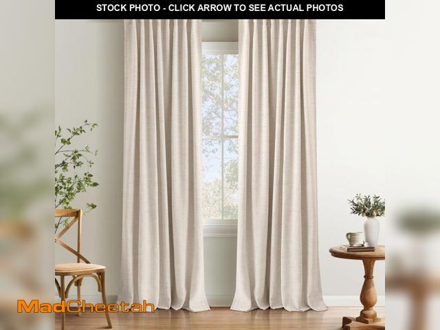 Lot 74-12308197 - INOVADAY 100% Blackout Curtains 84 Inches Length 2 Panels Set, Back Tab/Rod Pocket Linen Black Out C...