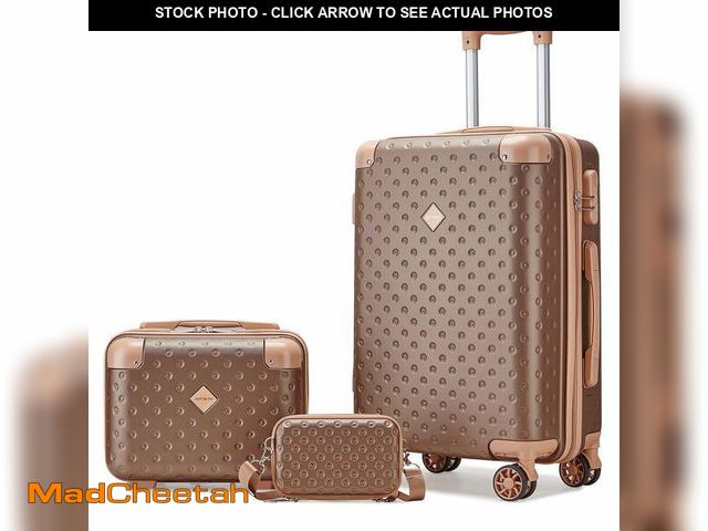 Lot 74-14586745 - (MISSING 2 WHEELS) Joyway 3 Piece Luggage Set with Spinner Wheels Carry-On Suitcase Makeup Case and ...