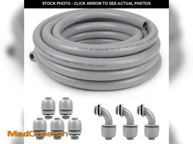 Lot 74-14208220 - Elecoman 1 inch 25ft Liquid-Tight Conduit and Connector Kit,Flexible Non-Metallic Liquid Tight Elect...