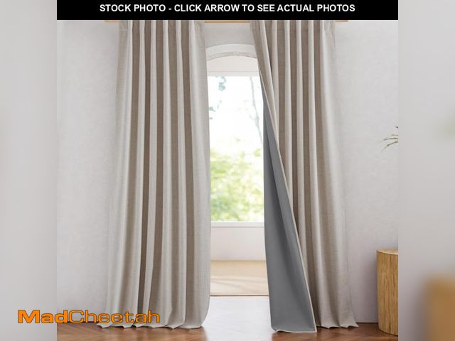 Lot 74-12538205 - NICETOWN 100% Blackout Linen Curtains 90" Long for Bedroom, Thermal Insulated Living Room Curtains w...