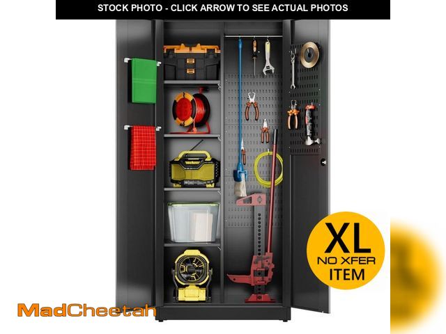 Lot 74-12557971 - Hephastu 32 in. W x 71 in. H x 16 in. D Black Metal Storage Freestanding Cabinet,Cleaning/Combinatio...