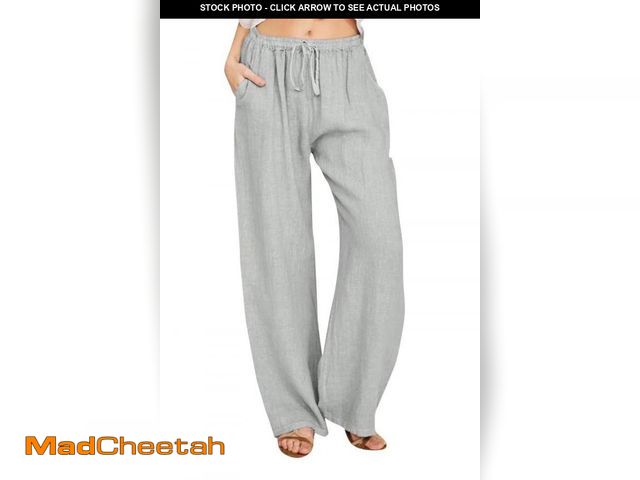 Lot 74-12400732 - YOCUR Women Wide Leg Flowy Drawstring Palazzo Linen Pants Beach Casual Elastic High Waisted Loose Tr...