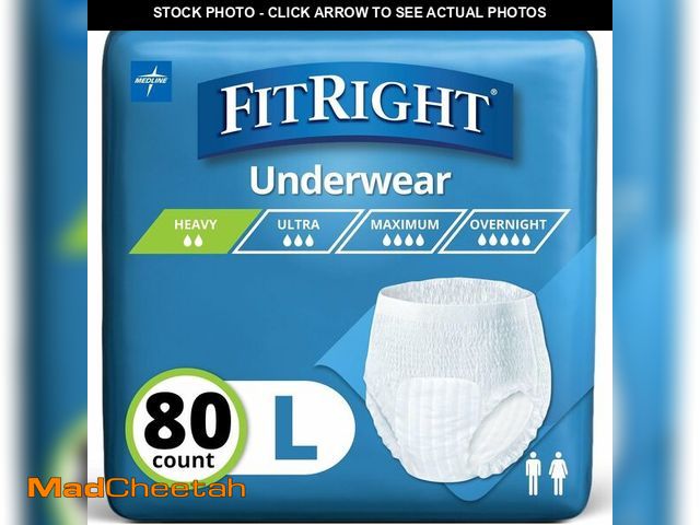 Lot 74-14067270 - FitRight Extra Protective Incontinence Underwear, Moderate Absorbency, Large, 40 to 56", 20 Count (P...