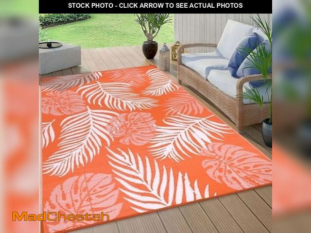 Lot 74-12157933 - MJIAexp 6 X9  Orange Outdoor Rug Patio Rug Waterproof RV Outdoor Rug Camping Rugs Reversible Plastic...