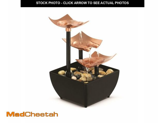 Lot 74-13570176 - Homedics Golden Dew Relaxation Tabletop Water Fountain with 3 Tiers, Natural River Rocks, and a Quie...