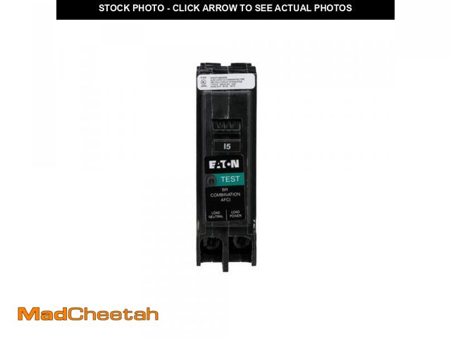 Lot 74-12410503 - Eaton 15 Amp 120-Volt, Single-Pole AFCI Circuit Breaker Type BR Pigtail Neutral - UNUSED