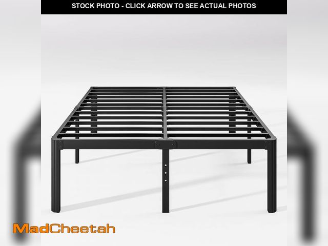 Lot 74-12487823 - Woozuro 18 inch Queen Metal Bed Frame with Rounded Corners, Heavy Duty Platform Bed, No Box Spring N...