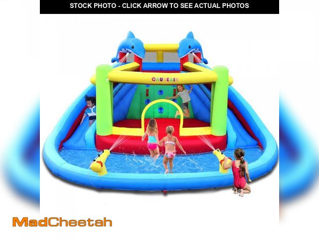 Lot 74-12160884 - Causeair Inflatable Water Slide with Bounce House,Dolphin Styling,Splashing Pool,Double Water Cannon...