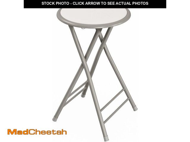 Lot 74-14359673 - Lavish Home Folding Stool with Padded Backless Seat, White, 24 Inch - UNUSED