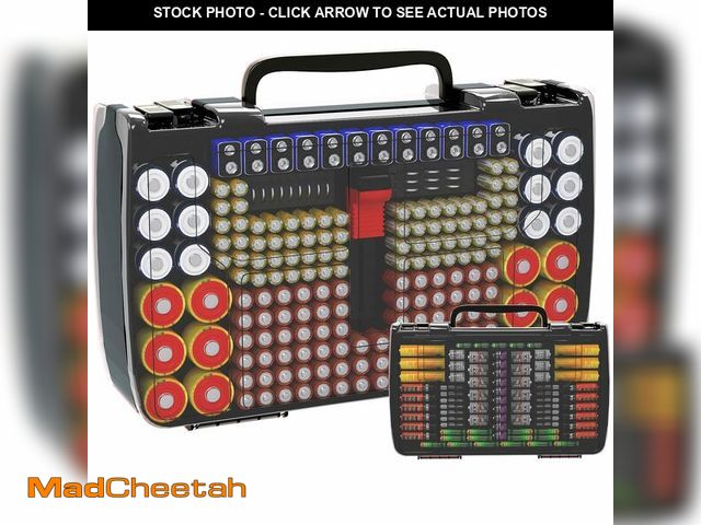 Lot 74-13712523 - Battery Organizer Storage Case with Tester, Holds 269 Batteries Double Sided Box for AA AAA 4A C D C...