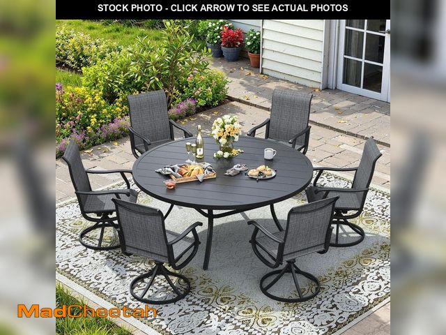 Lot 74-14254738 - Black Patio Swivel Dining Chairs without Cushions for Backyard - UNUSED