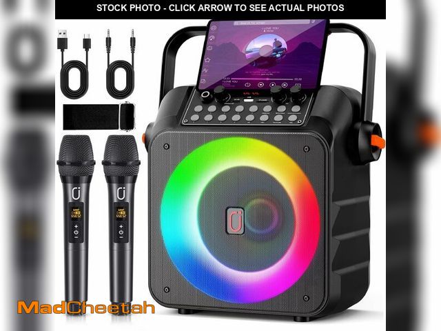 Lot 74-13324796 - HWWR Karaoke Machine for Adults, Portable Bluetooth Speaker with 2 Wireless Microphones, 6.5" Subwoo...