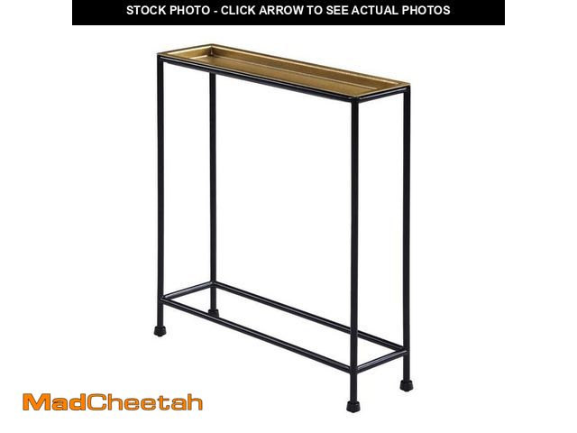 Lot 74-14115532 - Tivoli 6 in. Width Antique Bronze Rectangle Iron End Table with Antique Brass Tray Top - UNUSED