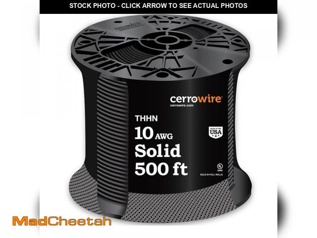 Lot 74-12361713 - Cerrowire 500 ft. 10 Gauge Black Solid Copper THHN Wire - UNUSED