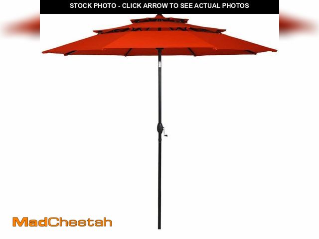 Lot 74-12465304 - PHI VILLA 10 ft. 3-Tier Patio Market Umbrella AutoTilt and Crank in burnt orange - UNUSED