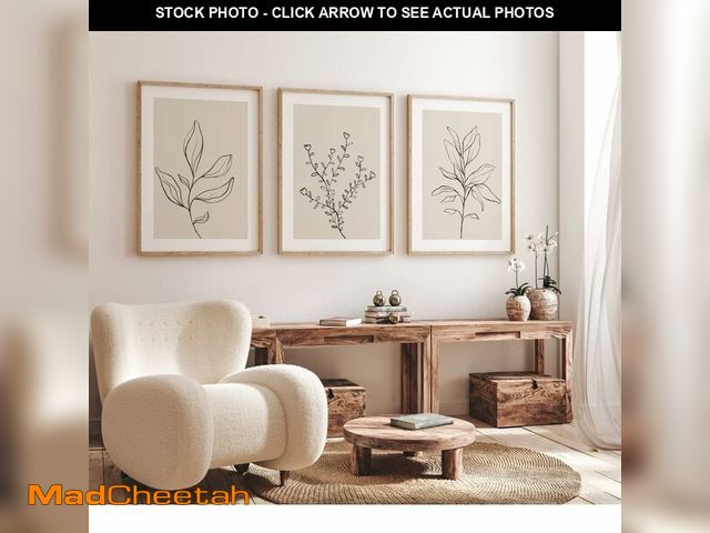 Lot 74-13626368 - Joocrise Botanical Wall Art Decor Set of 3 Neutral Wall Decor Boho Beige Canvas Wall Art Botanical M...
