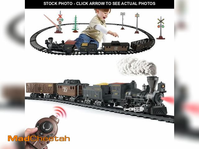 Lot 74-12700285 - Electric Train Set Steam Train Toys with Remote Control Christmas Train for Under The Trees with Smo...
