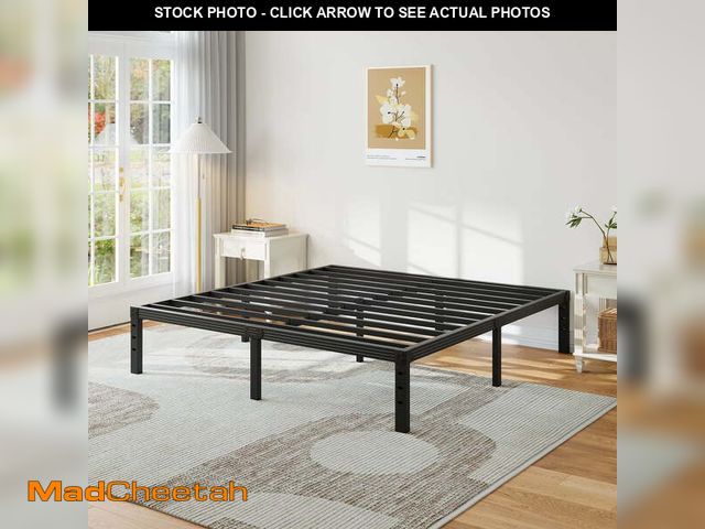 Lot 74-14287353 - NESLIME 18 inch King Size Metal Bed Frame with Ample Storage Space, Heavy Duty Metal Platform, No Bo...