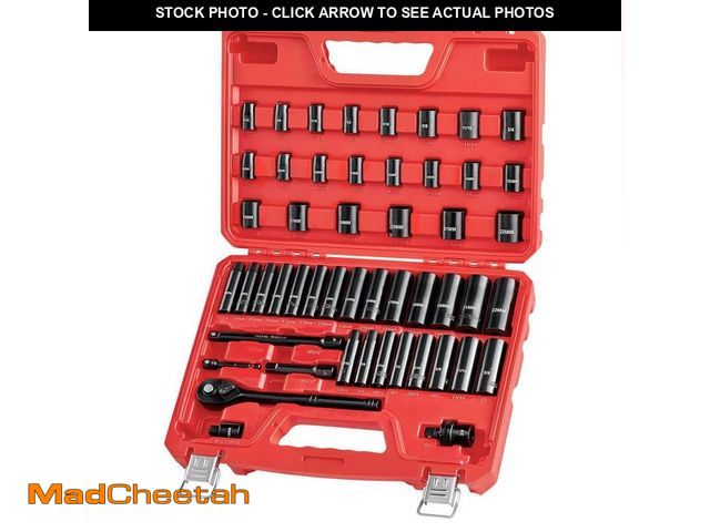 Lot 74-14254680 - SKYSHALO 50-Piece 3/8 in. Drive Impact Socket Set with Extensions, SAE (5/16 in.-3/4 in. ) &amp; Met...