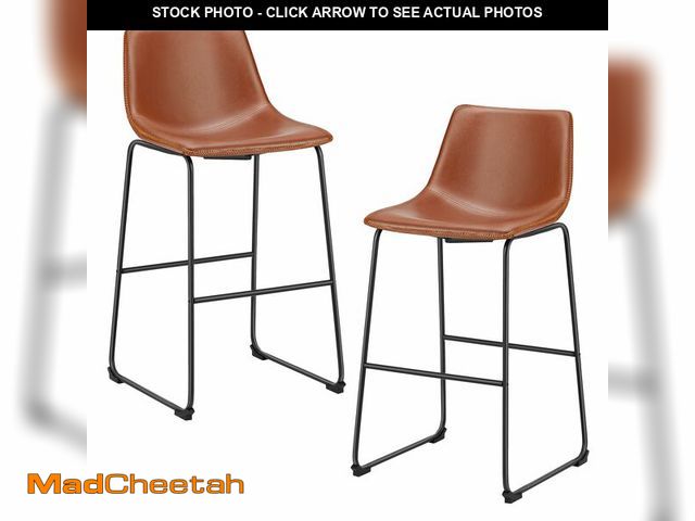 Lot 74-13803474 - DUMOS 26 Inch Counter Height Bar Stools Set of 2, Modern Faux Leather High Barstools with Back and M...