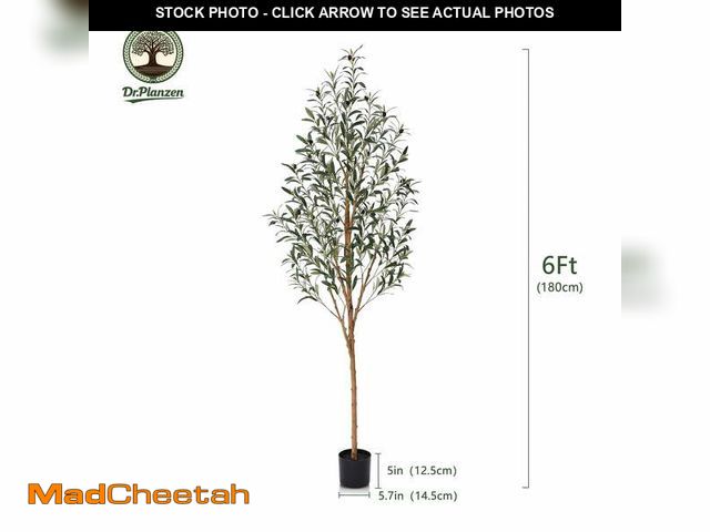 Lot 74-12849734 - DR.Planzen 6' Artificial Olive Tree Indoor, Tall Faux Olive Tree, Artificial Plants with Natural Woo...