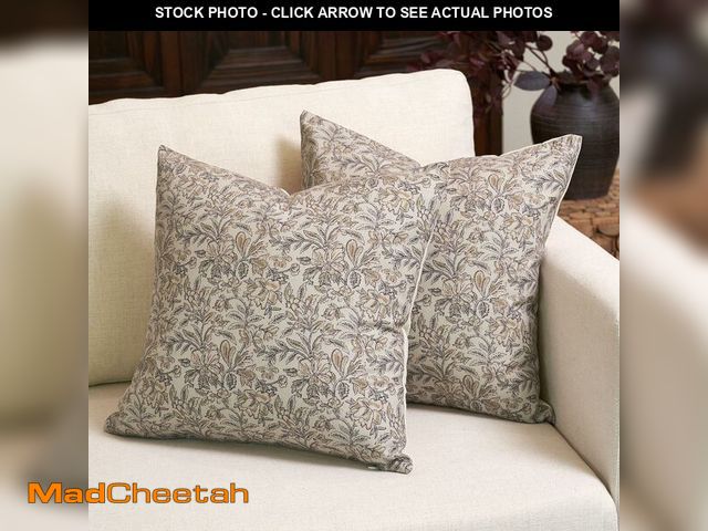 Lot 74-12709122 - Amor Virisso Floral Throw Pillow Covers 20x20 Set of 2 Vintage Block Print Pillow Covers Decorative ...