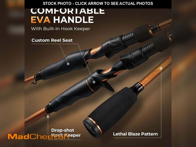Lot 74-14604084 - KastKing Baitcaster Fishing Rod ,Cast-6'4" M-left Handed Twin-Tip IM6 Graphite-Lethal Blaze - UNUSED