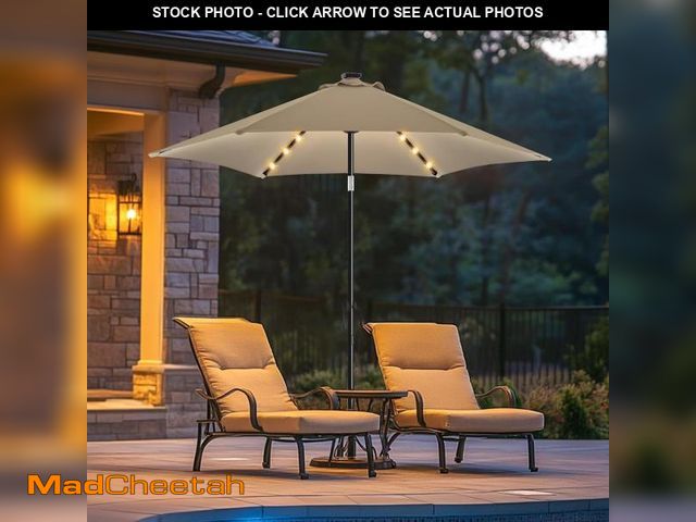 Lot 74-12030719 - wikiwiki 7.5ft Solar Led Patio Umbrella, Sturdy Outdoor Market Umbrella for Deck, Pool, Garden w/Til...