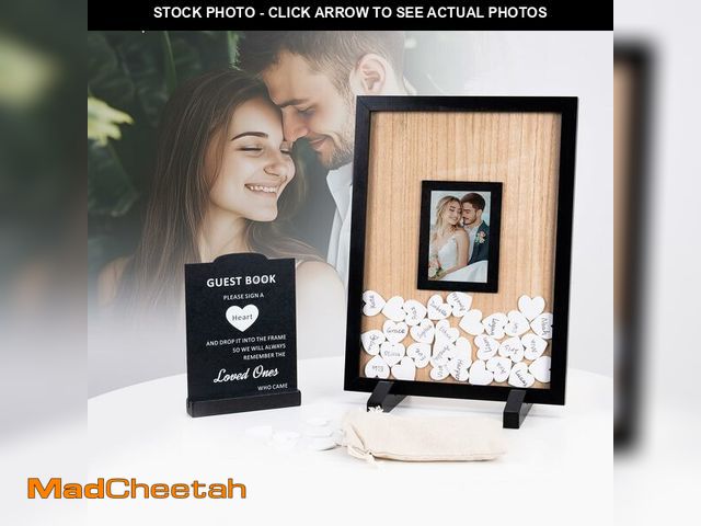 Lot 74-14206205 - AquaLume Wedding Guest Book Alternative with Wooden Hearts, Guest Book Wedding Reception, Wedding Gu...