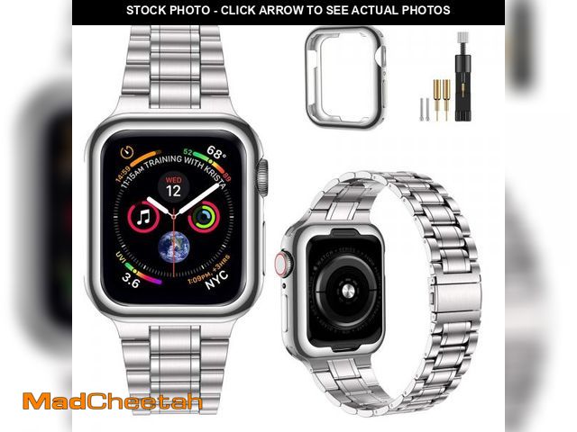 Lot 74-11553654 - MioHHR Solid Stainless Steel Band Compatible with Apple Watch 38mm 40mm, Metal Strap with Soft TPU C...