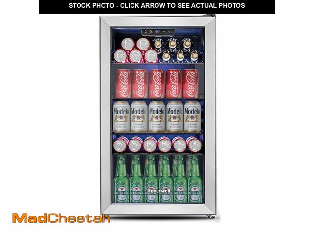 Lot 74-13931459 - Honeywell Beverage Refrigerator and Cooler, 116 Can Mini Fridge with Glass Door for Soda Beer or Win...