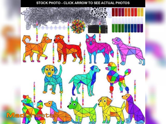 Lot 74-12123138 - Winlyn 24 Sets Dog Suncatcher Decorations DIY Window Paint Art Craft Kits Rainbow Puppy Pet Sun Catc...