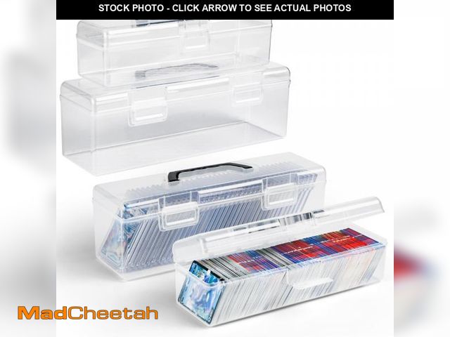 Lot 74-12431969 - 4 Pack Trading Cards Storage Boxes, 2 Different Clear Plastic Playing Card Case Size for 400+ Toploa...