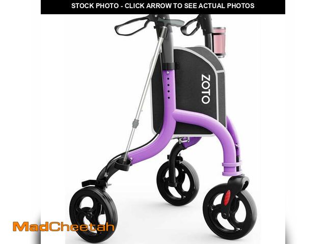 Lot 74-13778143 - ZOTO Foldable 3 Wheel Walker for Seniors, Lightweight Rollator with Adjustable Height, Cup and Cane ...