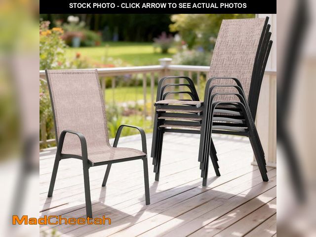 Lot 74-14371305 - FUNDAZE Outdoor Dining Chairs Set of 4, Patio Dining Chair Stackable Armrest Patio Chairs Space Savi...