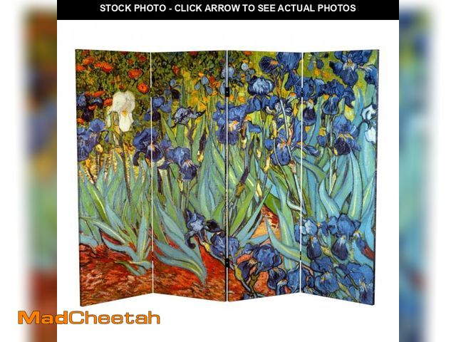 Lot 74-12248595 - Red Lantern 4 ft. Short Double Sided Works of Van Gogh Canvas Folding Screen Irises/Starry Night Ove...